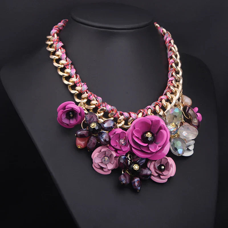 Drune | Jahrgang Schmuck Elegante Prom Party Schönheitswettbewerb Hochzeit Geschenk Florale Blüte Blume Chunky Statement Halskette für Frauen Accessoires