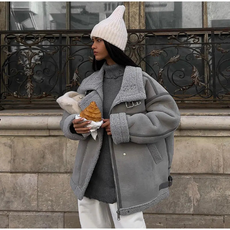 Drune | Winterjacke mit Fleece Gefüttert Reißverschluss Pilotenjacke Winterjacke für Damen