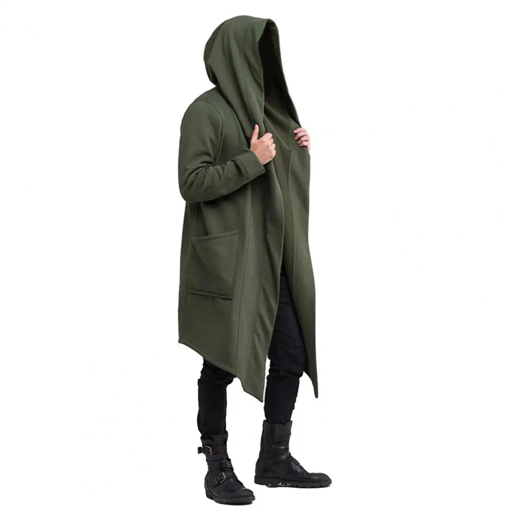 Drune | Lange Strickjacke Im Gothic Stil Mit Kapuze Für Herren