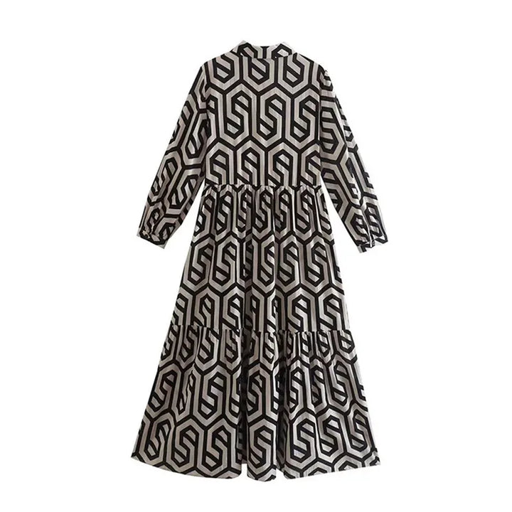 Drune | Langärmliges Kleid Mit Geometrischem Muster