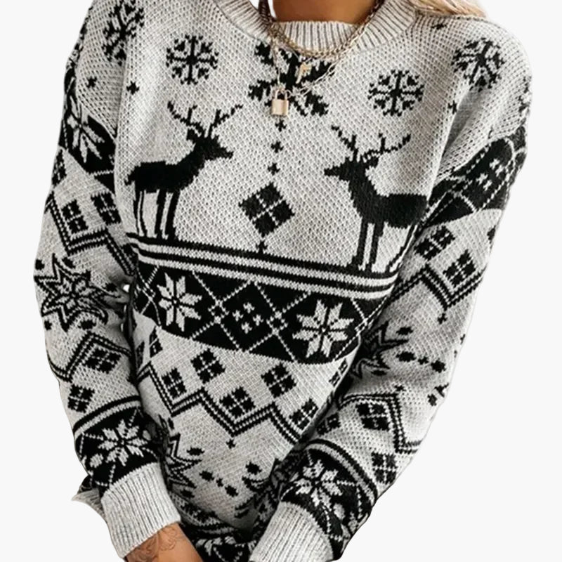 Drune | Weihnachtspullover mit Rentier- und Schneeflocken-Muster - Modischer Winter Sweater für festliche Anlässe