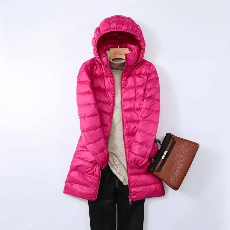 Drune - Damen tragbarer Puffer-Mantel mit abnehmbarer Kapuze
