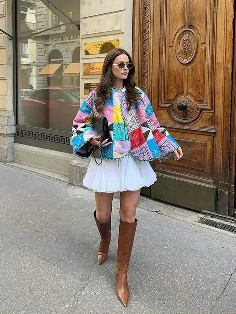 Drune | Steppjacke - Lebhaftes Multicolor-Design - Boho Chic - Gemütliche Oberbekleidung