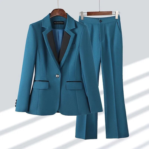 Drune | Damen Blazer und Hosen Set – Taillierte Passform – Ein-Knopf – Gerade-Hosen