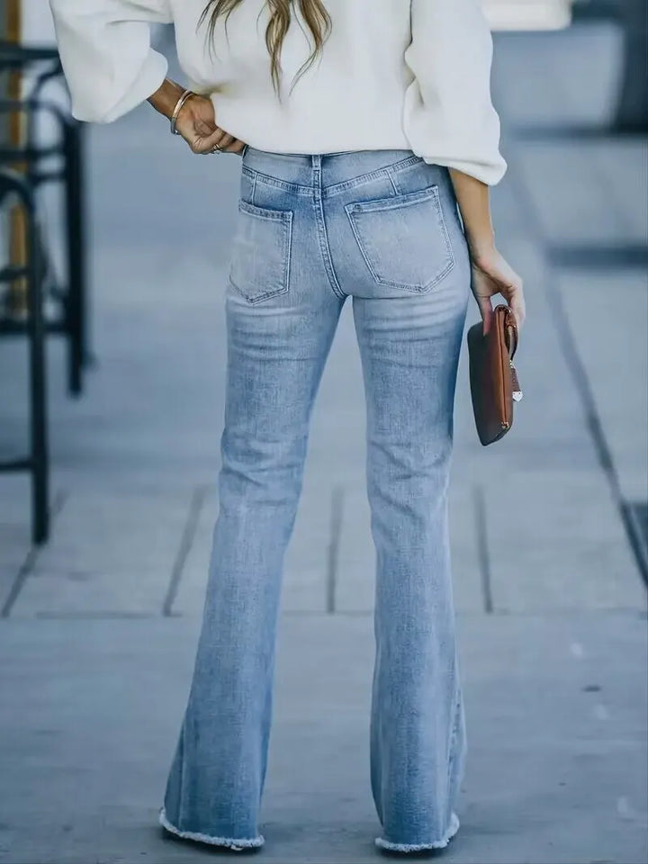 Drune | Damen Jeans, Neue High-Waist Schlankmachende Mikro Flared Jeans Damen Trend