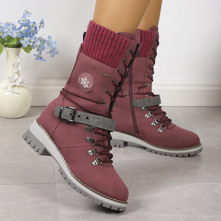Drune | Moderne Gestrickte Schneestiefel Mit Halbhoher Sohle