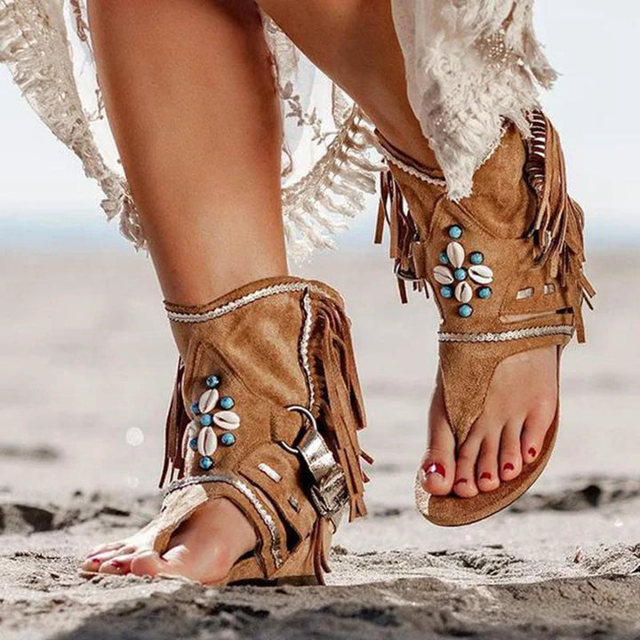 Drune | Fransen Boho Sandalen