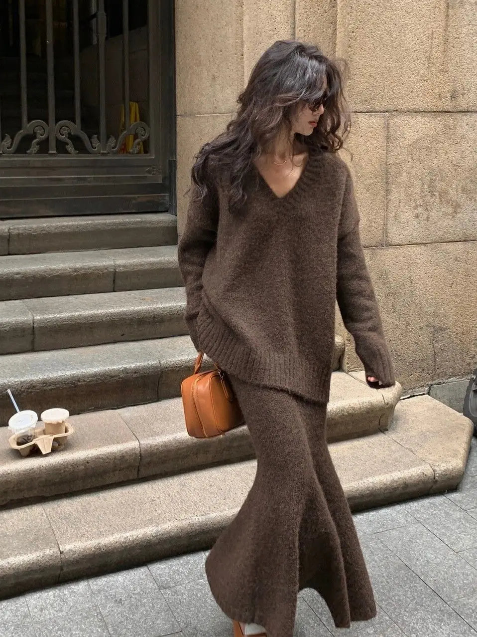 Drune | Zweiteiliges Set aus Strickpullover und Rock