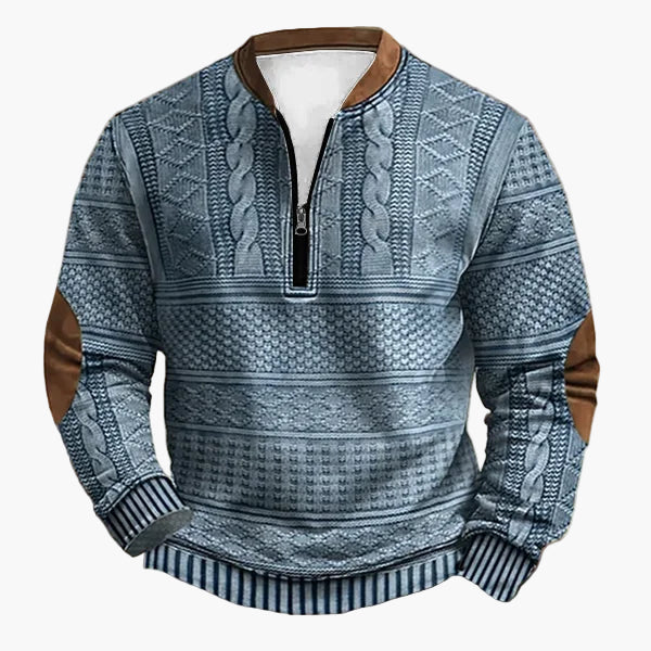 Drune | Strickpullover mit Zopfmuster und Viertelreißverschluss - Modischer Freizeitpullover für Herbst und Winter