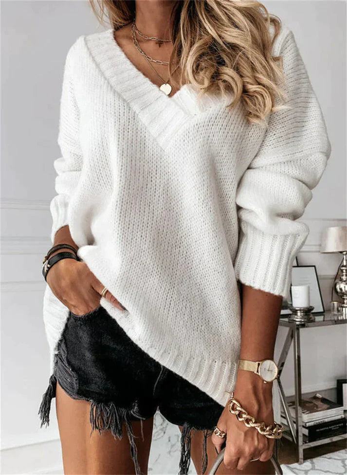 Drune | Weicher Strick V-Ausschnitt Pullover