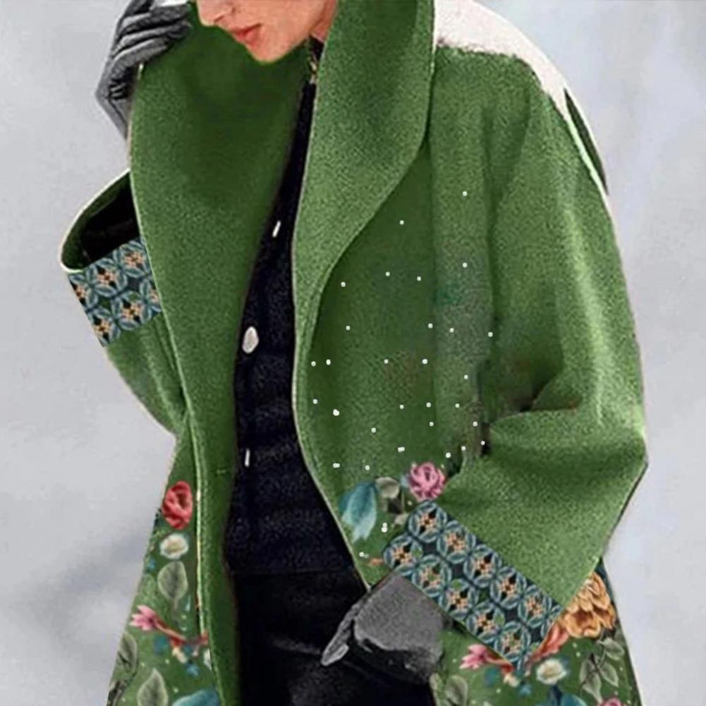 Drune | Warm Bedruckter Wintermantel Für Damen Lang