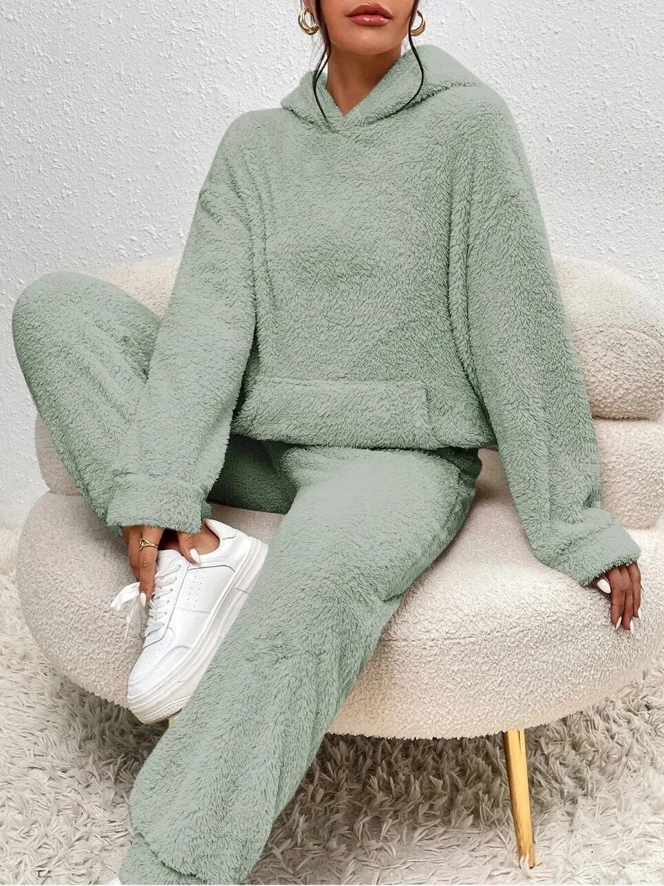 Drune | Kapuzenpullover Weiches Sherpa Fleece Lässige Passform Langärmlig Und Warm