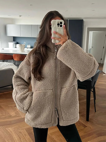 Drune | Warmer Teddy-Mantel Mit Kapuze Für Frauen