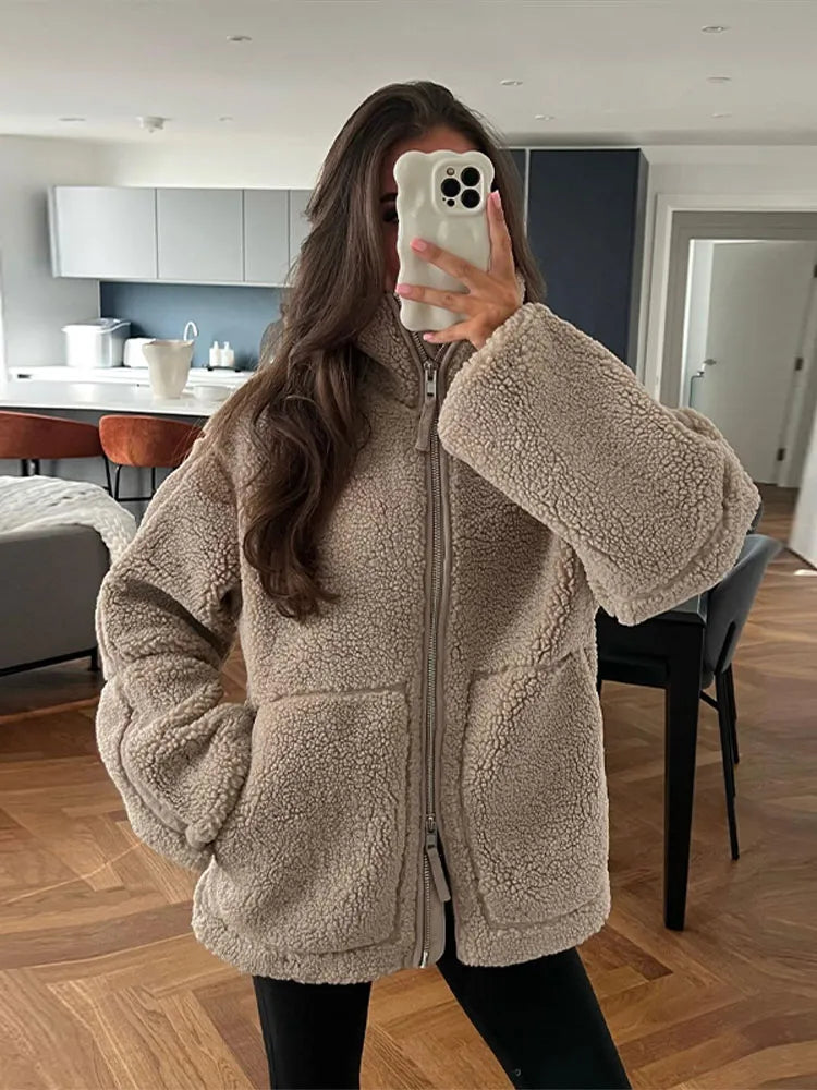 Drune | Warmer Teddy-Mantel Mit Kapuze Für Frauen