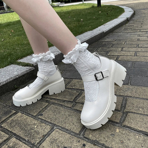 Drune | Schuhe Frauen Schuhe Mary Janes Plattform Lolita Schuhe mit Absatz Pumps Frauen Japanischer Stil Vintage Mädchen High Heels Schuhe für Frauen