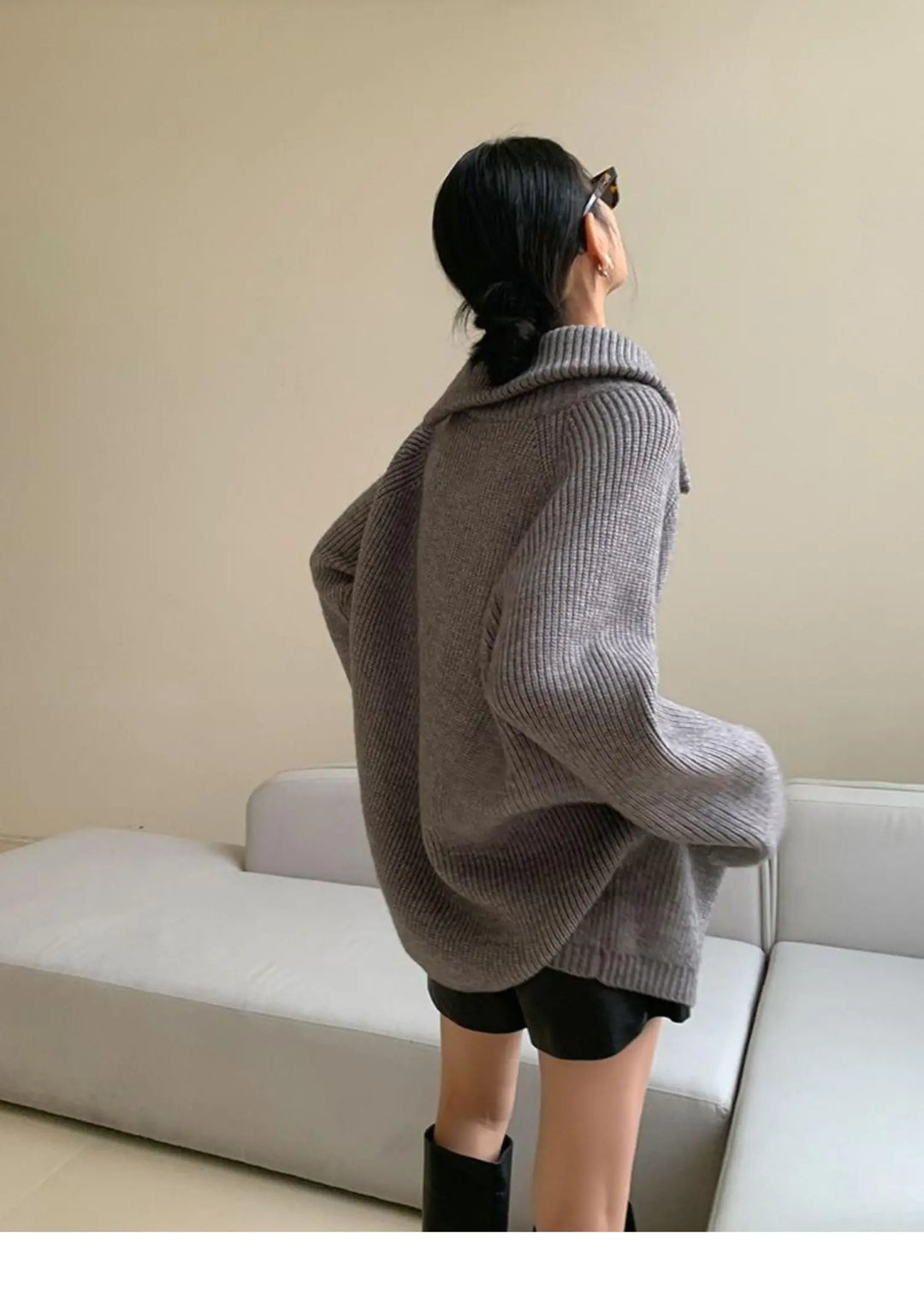 Drune | Roter, schlichter Pullover mit Stehkragen