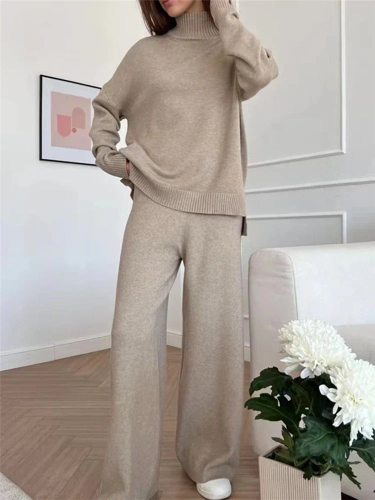 Drune | teilige Loungewear-Set - gestrickter Damenpullover und Hose