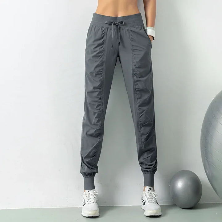 Drune | Stoff Schnürsenkel Lauf Sport Joggers Frauen Schnell Trocknend Athletic Fitness Trainings Sweatpants mit Zwei Taschen Bewegung Hosen