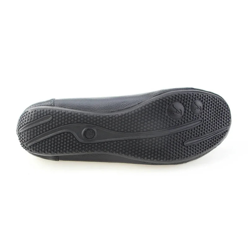 Damen Ballerinas Aus Echtem Leder Mit Runder Schuhspitze