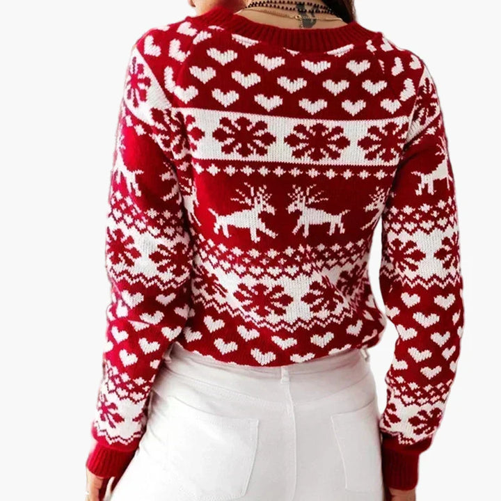 Drune | Winter Pullover im Norwegerstil - Weihnachtsmotiv, Herz- und Rentiermuster, ideal für festliche Anlässe und Alltag