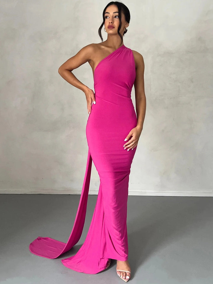 Drune | Elegante Bodycon-Kleid mit Einem Schulter Rückehoch