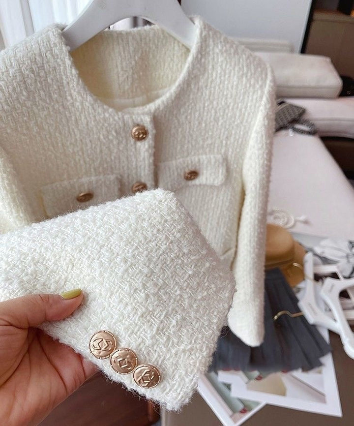 Drune | Damen Tweedjacke mit Rundhalsausschnitt