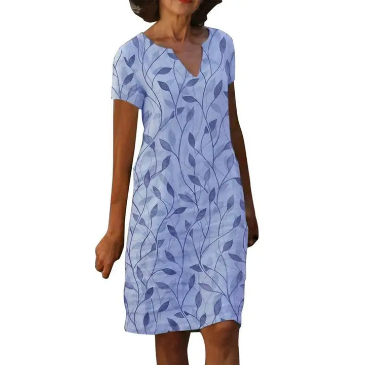 Drune | Weinlese Blumen V-Ausschnitt Lang Kleid