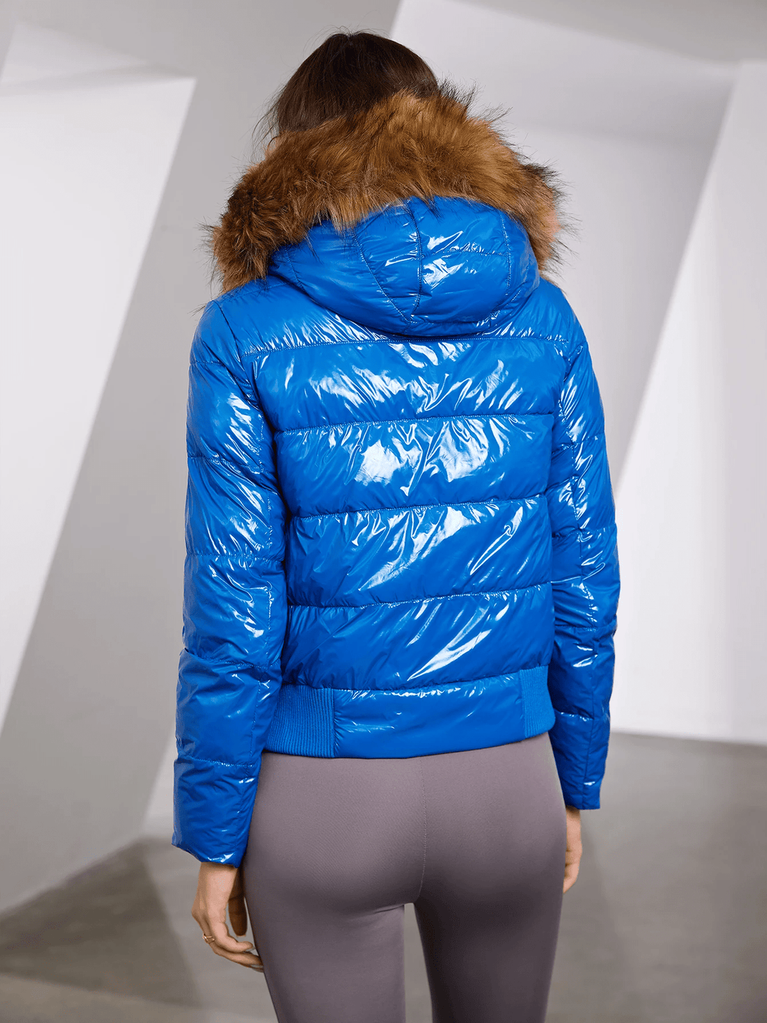 Drune | Pufferjacke mit metallisch imitiertem Pelzbesatz für Frauen