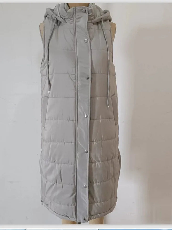 Drune | Lange Pufferweste mit Kapuze Polyester Warm, Trendy