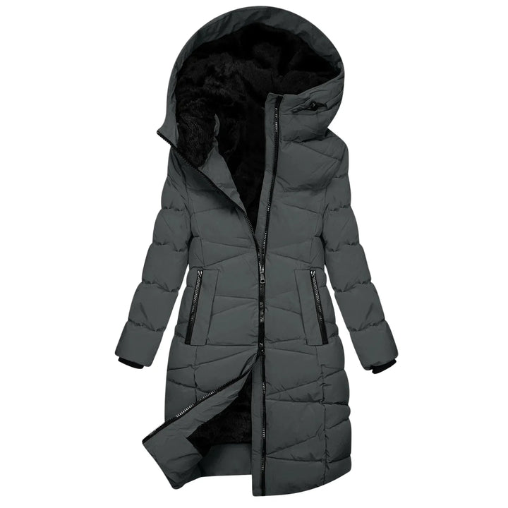 Drune | Winter Steppmantel Lang - Winddichte Kapuzenjacke mit Reißverschluss, Modisch & Elegant
