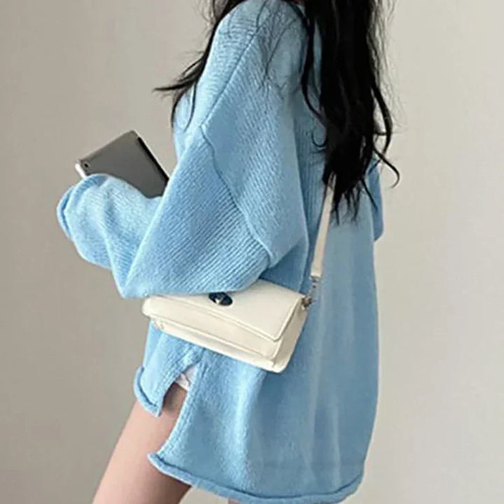 Drune | Damen Strickpullover - Lockerer V-Ausschnitt Sweater im Casual Look
