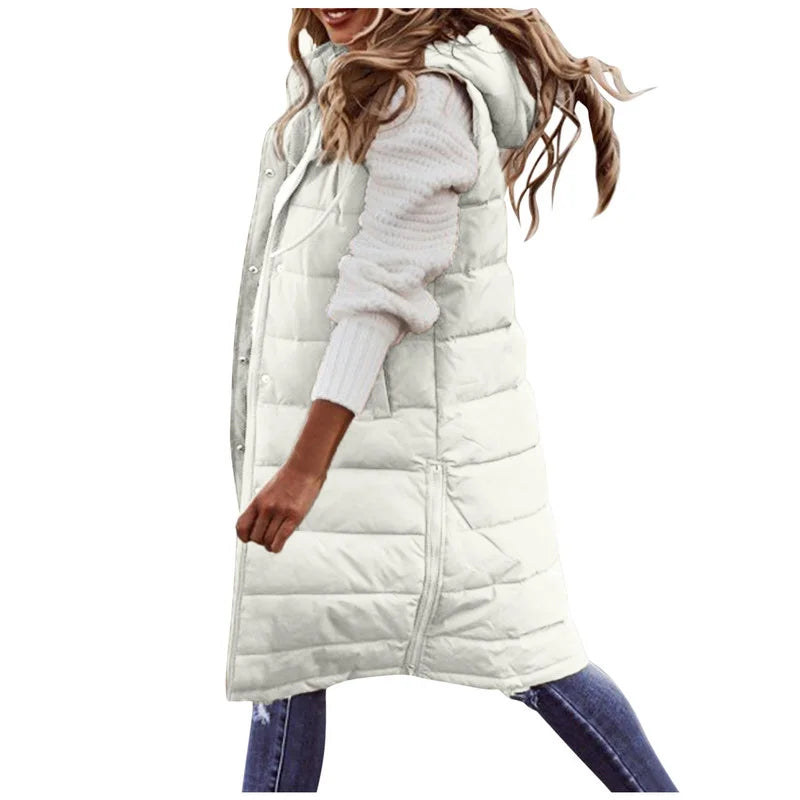 Drune | Lange Pufferweste mit Kapuze Polyester Warm, Trendy