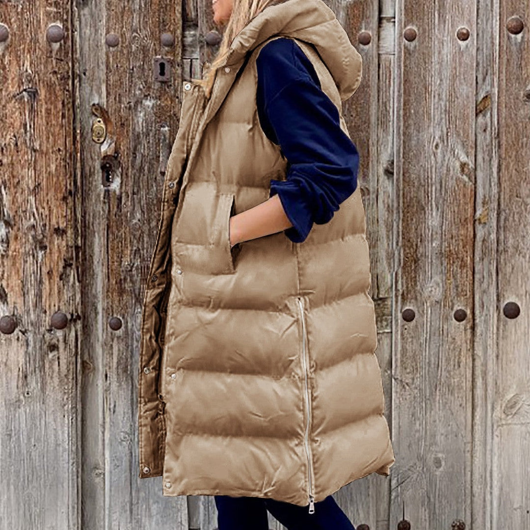 Drune Kapuze Lange Weste Lässig Mode Einreihig Jacke