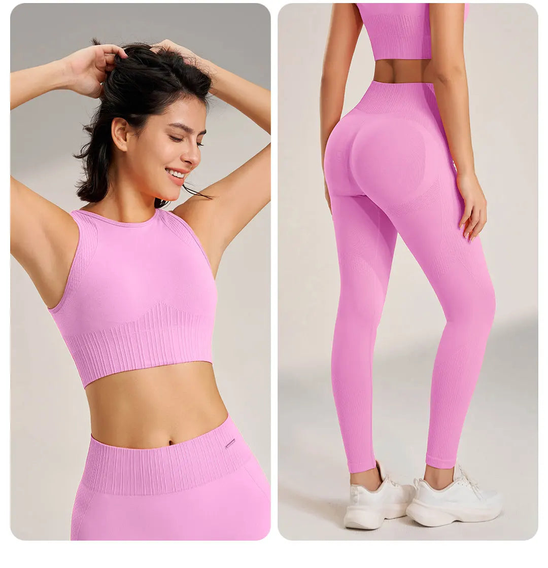 Drune | Nahtloses Yoga-satz- Hoch-taillierte Leggings & Top Zweiteiliges Fitness-outfit