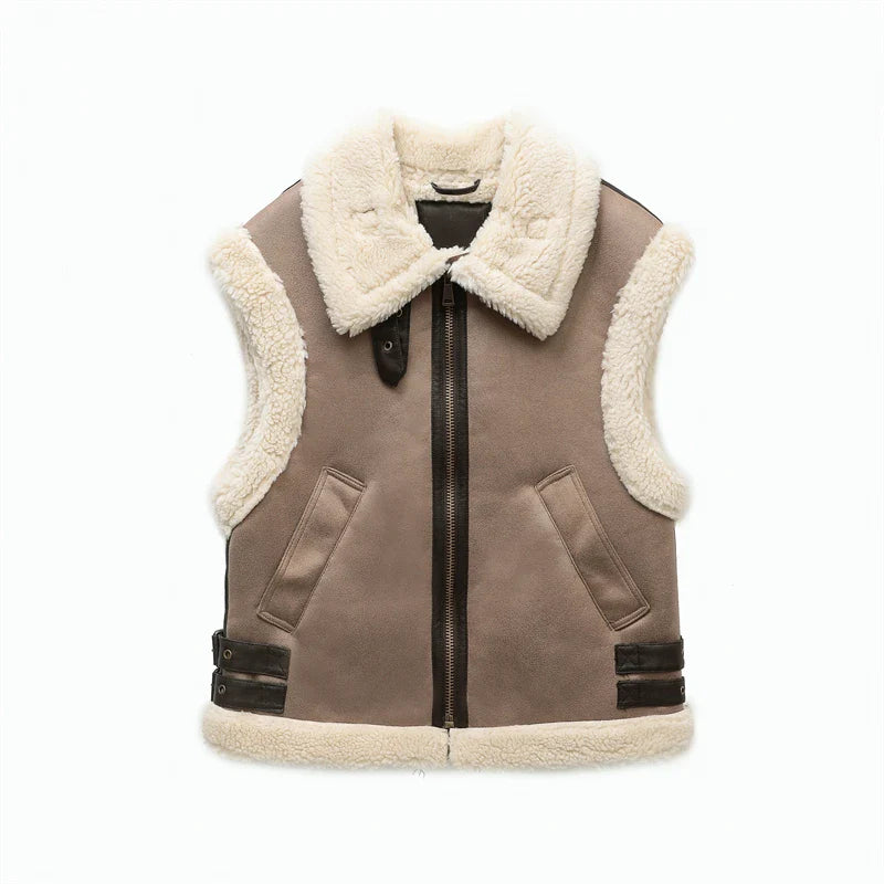 Drune | Klassische Lederweste mit Plüschfutter Polyester/leder Vintage, Warm