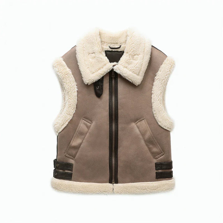 Drune | Klassische Lederweste mit Plüschfutter Polyester/leder Vintage, Warm