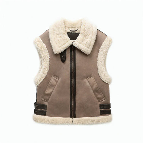 Drune | Klassische Lederweste mit Plüschfutter Polyester/leder Vintage, Warm
