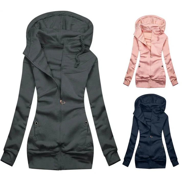 Drune | übergroßer Zip Hoodie mit Fleece, Kapuze und Reißverschluss für Damen - Ideal für Alltag