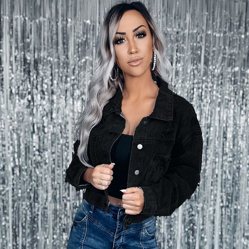 Drune | Elegante Jeansjacke mit Fransen