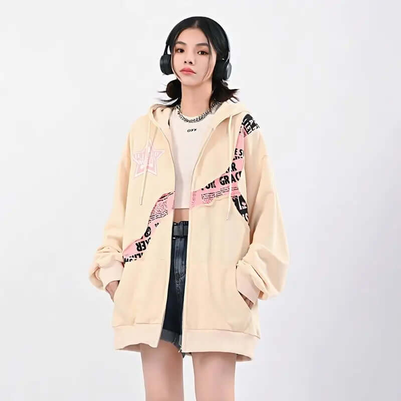 Drune | Oversized Damen Hoodie Mit Print | Bequemer Streetwear Pullover