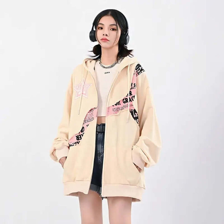 Drune | Oversized Damen Hoodie Mit Print | Bequemer Streetwear Pullover