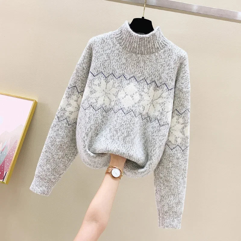 Drune - Hässlicher Weihnachtspulli - Gemütlicher Schneeflocken-Turtleneck
