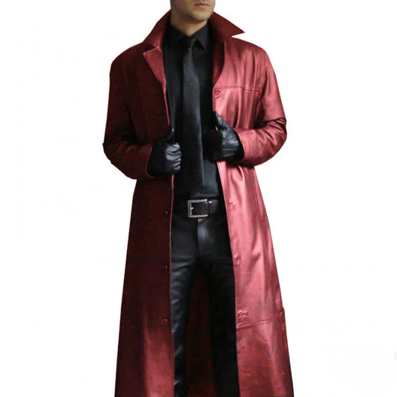 Drune | Lange Lederjacke Für Herren Mit Kragen