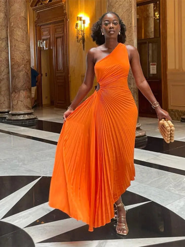 Drune - Abendkleid mit Volants und Lederbesatz für Damen