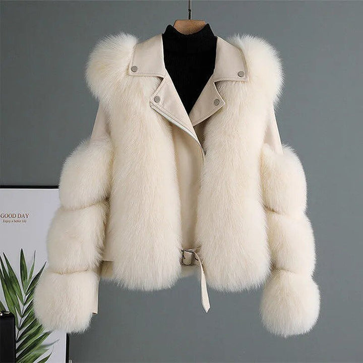 Drune | Fell Bikerjacke - Luxuriöses Schichtungsstück - Gürteldesign - Winter Glam