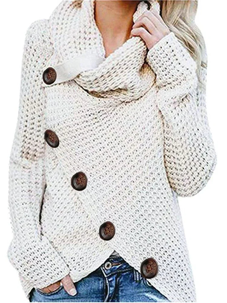 Drune | Gestrickte Wolle Lässige Passform Schalkragen Frontknöpfe
