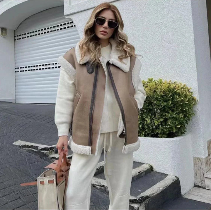 Drune | Klassische Lederweste mit Plüschfutter Polyester/leder Vintage, Warm