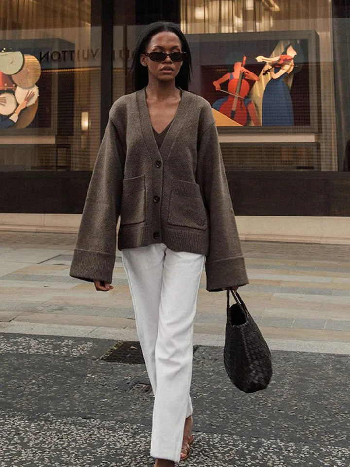 Drune | Eleganter V-Ausschnitt Cardigan
