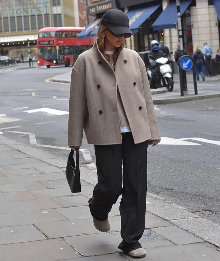 Drune | Double-breasted peacoat with high collar