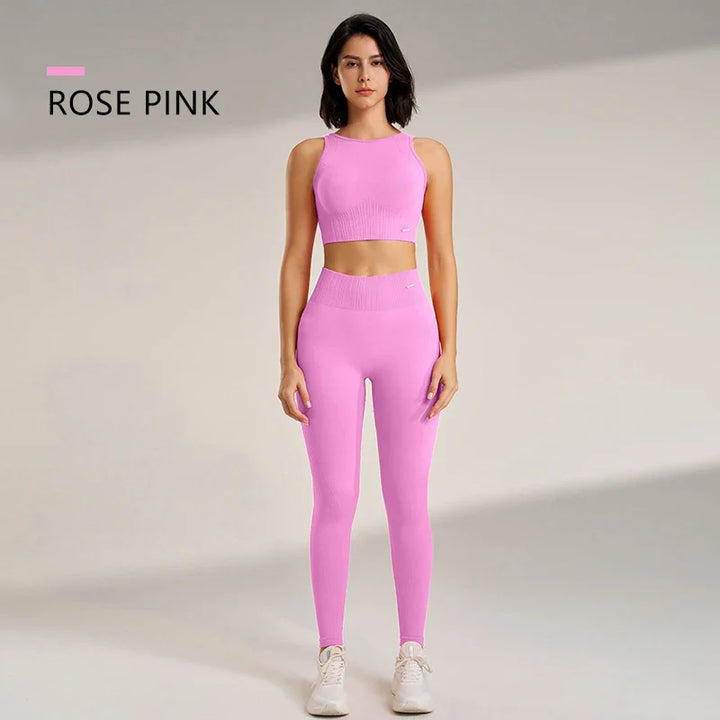 Drune | Nahtloses Yoga-satz- Hoch-taillierte Leggings & Top Zweiteiliges Fitness-outfit